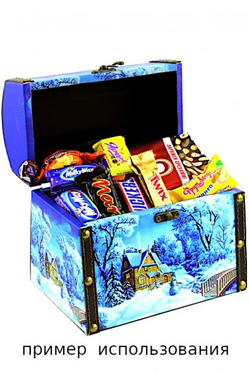 Упаковка шкатулка "Домик в деревне" дерево+кожа  фото 3