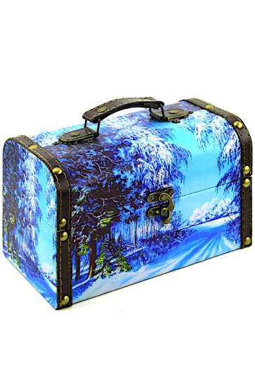 Упаковка сундук "Лазурь" дерево+кожа  фото 1