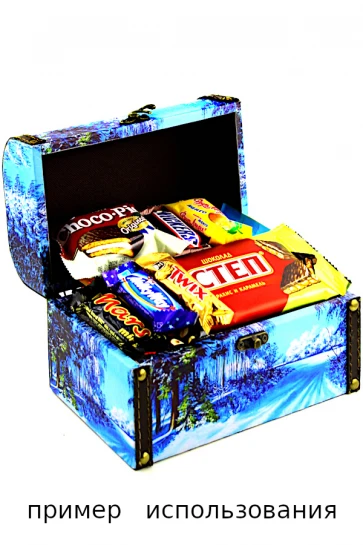 Упаковка сундук "Лазурь" дерево+кожа  фото 3